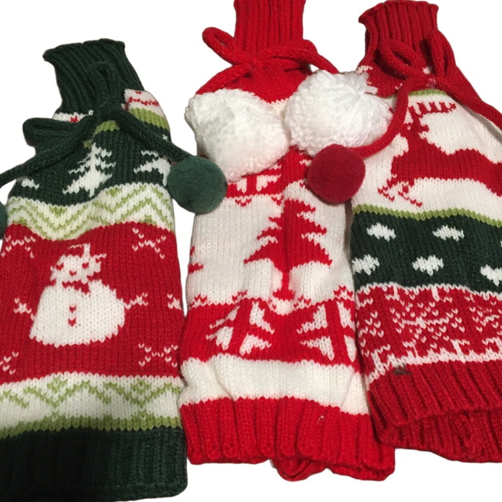 Wine bottle ugly sweater covers Set of 3 🍾